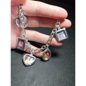 Premier Designs silver tone photo bracelet 6.75"